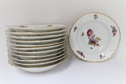 Royal Copenhagen. Saxon flower. Small deep plate. Model # 1617. Diameter 19.5 
cm. Produced before 1890.