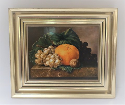 Bing & Grondahl. Porcelain painting. Design by J.L. Jensen. The Fruits (1833). 
Size including frame, 40 * 34 cm. Produced 7500 pieces. This has number 756