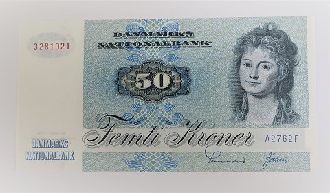 Danmark. Pengeseddel 50 kr. 1976 A2. Ucirkuleret.