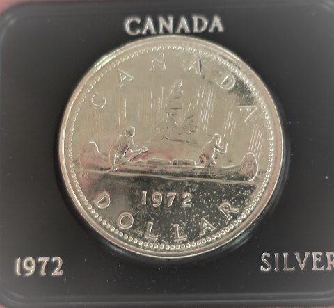 Canada. Sølv dollar 1972. Diameter 35 mm. I æske