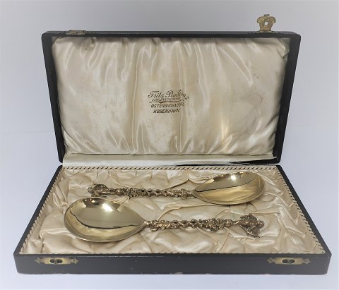 A. Dragsted. A pair of silver spoons gilded (830). Length 17 cm. Produced 1898.