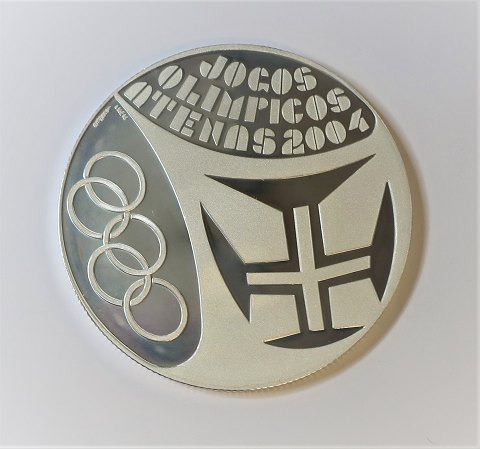 Portugal. Olympiad 2004. Silver coin Euro 10 from 2004. Diameter 38 mm.