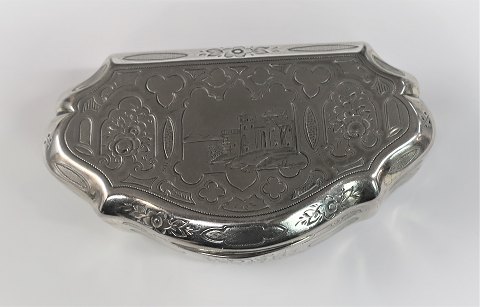Silver box with inner gilding. Length 9 cm. Width 5 cm. With Swedish import stamp. Produced around 1870.
