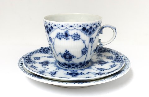 Royal Copenhagen. Blue Fluted Full Lace. Coffee cup. Model 1035. Cake plate 
1088. (1 quality).