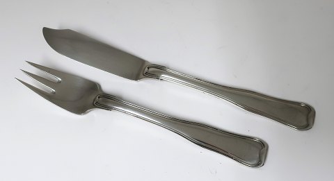 Georg Jensen. Silberbesteck (925). Dobbeltriflet. Angelmesser und Angelgabel. 
Länge 20 & 17,5 cm.