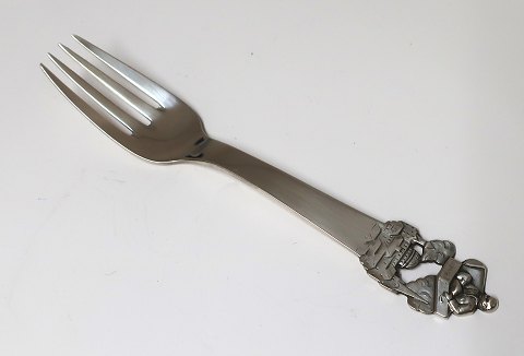 Hans Christian Andersen Abenteur Gabel. Silberbesteck. Der fliegende Koffer. 
Silber (830). Länge 15 cm