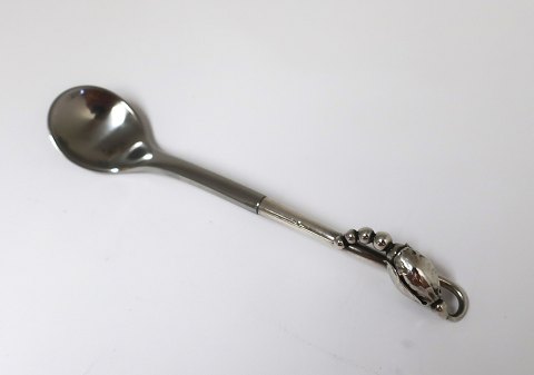 Georg Jensen. Sølvbestik (925). Magnolia. Sennepsske med stål. Længde 10 cm.