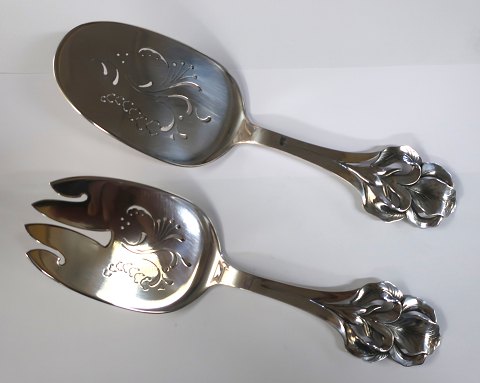 Horsens silverware factory. Fish serving set. (830). Length 23 cm. Produced 1951