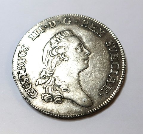 Sweden. Gustav III. Silver 1/3 Rigsdaler from 1779.