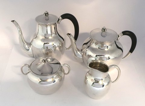 Hans Hansen. Sterling (925). Coffee, the service. Comprising coffee pot, teapot, 
sugar bowl and creamer .Design, Karl Gustav Hansen. Model # 371