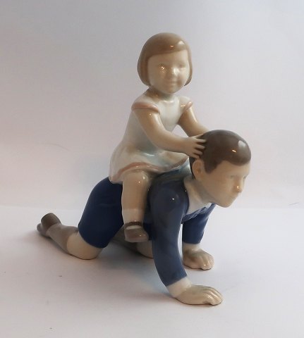 Bing & Grondahl. Porcelain figure. Brother and sister. Height 15.5 cm. (1 
quality)