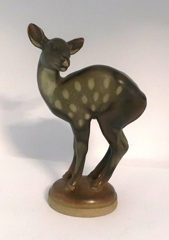 Bing & Gröndahl. Stoneware figurine of a deer. Model 1929. Height 18 cm. (3 
quality)