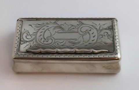 A.A.M, Sweden. Silver box (830). Length 8 cm. Width 4 cm. Height 2.2 cm. Produced 1888 (K6)