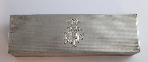 SAZIKOV, ST PETERSBURG. Silver box inside gilded 84 (875). Length 17.5 cm. Width 5.3 cm. Height 3.5 cm. Produced 1883.