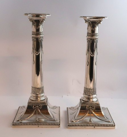 S&M Benzen. A pair of tall silver candlesticks (835). Height 24 cm
