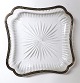 Boin taburet a paris. Square crystal bowl with silver edge. Measures 19*19 cm.