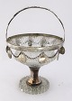 Glass stand with silver mounting with Danish and Norwegian silver 8 skillings.