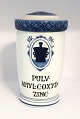 Royal Copenhagen. Apothecary jar. H. C. Örsteds Apothek. Powder. Amyl. C. Oxyd. 
Zinc. Height 22 cm. Produced before 1923. (1 quality)
