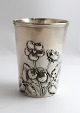 A. Dragsted. Small silver vase with floral motif. Height 8.3 cm. Produced 1900. 
There are some signs of wear.
