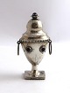 Fritz Sophus Albertus. Newer silver vinaigrette egg with red stones. Length 8.2 
cm