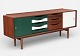 beautiful low teak sideboard with reversible doors, designed by Bruno Hansen. JP Design. Freestanding.H 70cmWidth 180cmD 42cmDelivery:Jutland/Funen(monthly) 500krZealand(weekly) 300kr