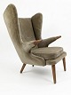 Beautiful Teddy Bear chair by Svend Skipper upholstered in original green velvet. Nails in teak. H100cmW 81cmD 87cm.This chair can be upholstered in wool of your choice for 12500kr.Delivery:Jutland/Funen(monthly) 500krZealand(weekly) 300kr