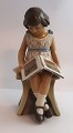 Dahl Jensen. Porcelain figurine. Girl with book. Model # 1107. Height 22 cm. (2 quality)