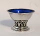 Georg Jensen. Sterling silver salt cellar with blue enamel. Design 180. Diameter 5.5 cm. Produced 1925–1932.